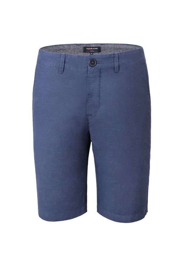 Bawełniane Męskie Krótkie Spodenki (Szorty) - Pako Jeans - Ciemnoniebieskie. Kolor: niebieski. Materiał: bawełna. Długość: krótkie. Sezon: lato. Styl: klasyczny