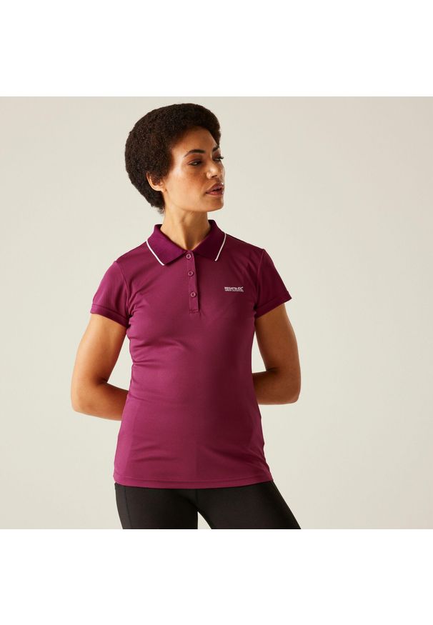 Regatta - Damska koszulka turystyczna polo Maverick V. Typ kołnierza: polo. Kolor: niebieski. Materiał: materiał. Sport: turystyka piesza