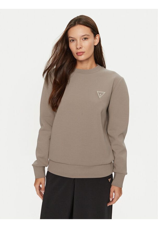 Guess Bluza Ann V4BQ23 KBCK2 Brązowy Regular Fit. Kolor: brązowy. Materiał: bawełna, syntetyk