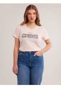 Big-Star - Koszulka damska z nadrukiem na piersi z kolekcji Authentic różowa Rissmelna 600. Kolor: różowy. Materiał: dzianina, jeans. Wzór: nadruk. Styl: klasyczny, retro #6