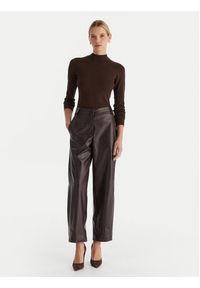 ACCESS FASHION Golf 54-8074 Brązowy Slim Fit. Typ kołnierza: golf. Kolor: brązowy. Materiał: wiskoza #2