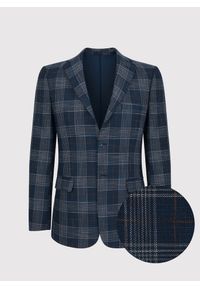 Pako Lorente - PAKO LORENTE – Granatowa casualowa marynarka męska w kratę. Okazja: na co dzień. Kolor: niebieski. Materiał: poliester, elastan, wiskoza. Styl: casual #1