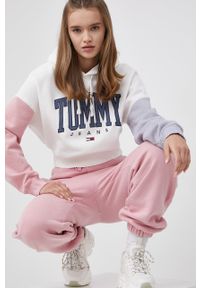 Tommy Jeans Spodnie DW0DW12107.PPYY damskie kolor różowy z aplikacją. Stan: podwyższony. Kolor: różowy. Materiał: bawełna. Wzór: aplikacja #4
