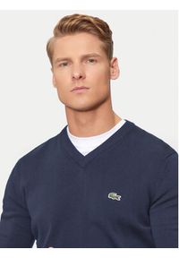 Lacoste Sweter AH1951 Granatowy Regular Fit. Kolor: niebieski. Materiał: bawełna