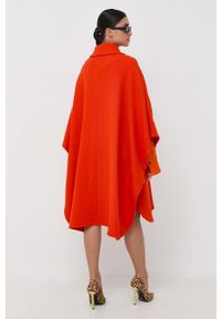 Pinko poncho wełniane kolor pomarańczowy przejściowy oversize. Kolor: pomarańczowy. Materiał: wełna. Wzór: gładki #6