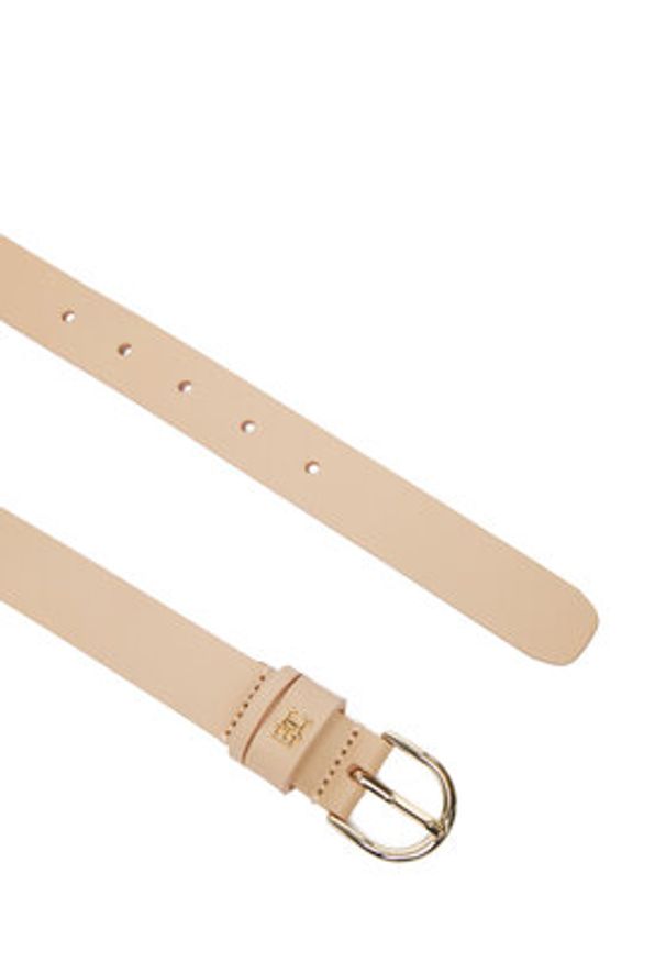TOMMY HILFIGER - Tommy Hilfiger Pasek Damski Essential Effortless 2.5 Go AW0AW16836 Beżowy. Kolor: beżowy. Materiał: skóra