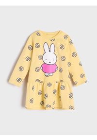 Sinsay - Sukienka Miffy - żółty. Kolor: żółty. Materiał: bawełna