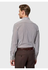 Pako Lorente - PAKO LORENTE - Brązowa koszula męska w prążek. Kolor: brązowy. Materiał: elastan, nylon. Długość rękawa: długi rękaw. Długość: długie. Wzór: prążki. Sezon: wiosna #8