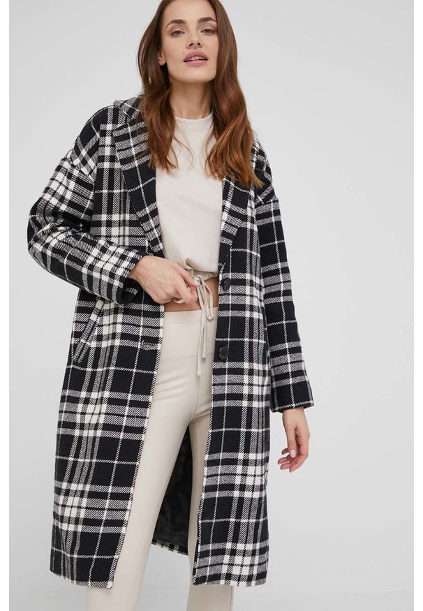 Answear Lab płaszcz damski kolor czarny przejściowy oversize. Kolor: czarny. Materiał: tkanina. Styl: wakacyjny