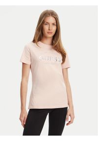 Guess T-Shirt V5YI12 J1314 Różowy Regular Fit. Kolor: różowy. Materiał: bawełna
