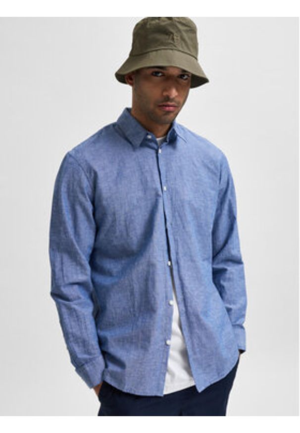 Selected Homme Koszula 16078867 Niebieski Slim Fit. Kolor: niebieski. Materiał: bawełna