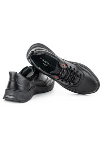 KOMODO Buty męskie skórzane Sport 922K czarne. Kolor: czarny. Materiał: skóra. Styl: sportowy