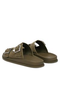 Calvin Klein Klapki City Sandal Buckle Suede HW0HW03130 Zielony. Kolor: zielony. Materiał: zamsz, skóra #5