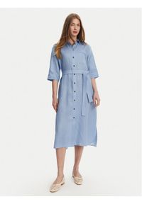 Max Mara Leisure Sukienka koszulowa Salute 2516221028 Błękitny Regular Fit. Kolor: niebieski. Materiał: len. Typ sukienki: koszulowe