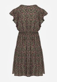 Born2be - Czarna Sukienka Diomanassa. Okazja: na co dzień, do pracy. Kolor: czarny. Materiał: jeans, wiskoza. Wzór: kwiaty. Styl: casual #7