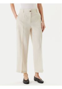 United Colors of Benetton - United Colors Of Benetton Spodnie materiałowe 4AGHDF06R Beżowy Straight Fit. Kolor: beżowy. Materiał: len #1