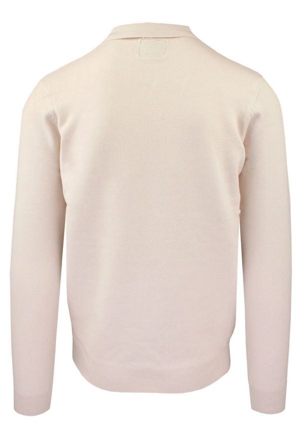 Męski, Lekki Sweter z Wiskozy z Kołnierzykiem Polo - Brave Soul - Kremowy. Typ kołnierza: polo. Kolor: brązowy, wielokolorowy, beżowy. Materiał: wiskoza, poliester, poliamid