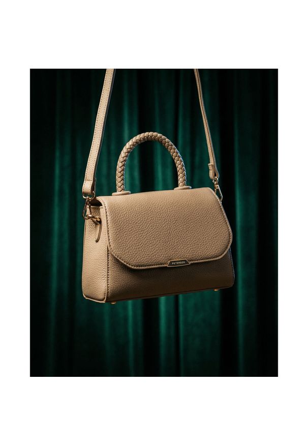 Torebka damska mała beżowa listonoszka do ręki lub na ramię skóra ekologiczna Peterson PTN MX01-F. Kolor: beżowy. Materiał: skórzane. Rodzaj torebki: do ręki