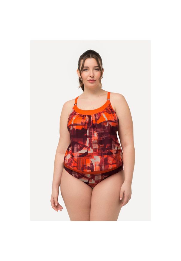 ULLA POPKEN - Damskie Tankini dłuższa góra miękkie miseczki regulowane ramiączka. Kolekcja: plus size. Kolor: pomarańczowy. Materiał: elastan, poliamid, materiał