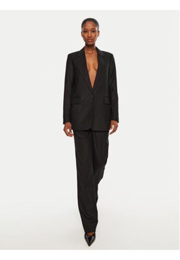 Bruuns Bazaar Spodnie materiałowe Eleza BBW4110 Czarny Straight Fit. Kolor: czarny. Materiał: wełna