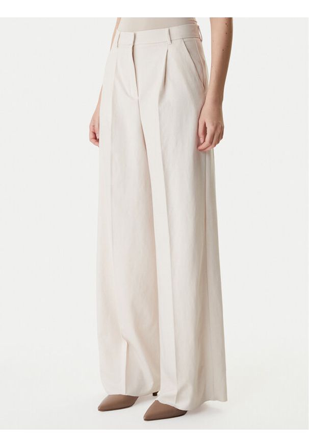 Marella Spodnie palazzo Slogan2 2615131311 Écru Wide Leg. Kolor: kremowy. Materiał: syntetyk