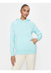 Under Armour Bluza Ua Rival Fleece Hoodie 1379500 Turkusowy Loose Fit. Kolor: turkusowy. Materiał: bawełna #1