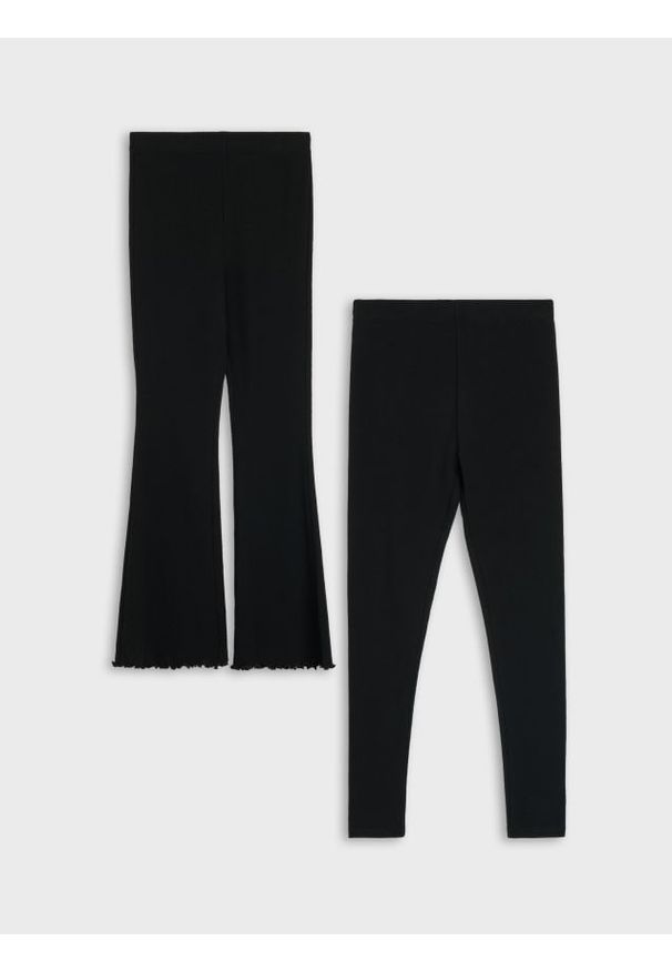 Sinsay - Bawełniane legginsy 2 pack - czarny. Kolor: czarny. Materiał: bawełna