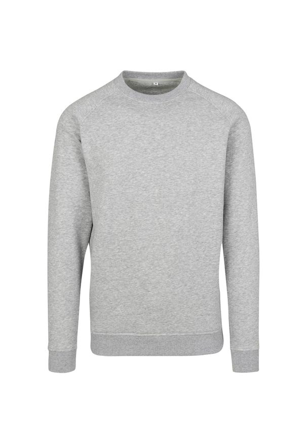 BUILD YOUR BRAND - Bluza Unisex Dla Dorosłych Dekolt W Szpic Raglanowa. Kolor: szary. Długość rękawa: raglanowy rękaw