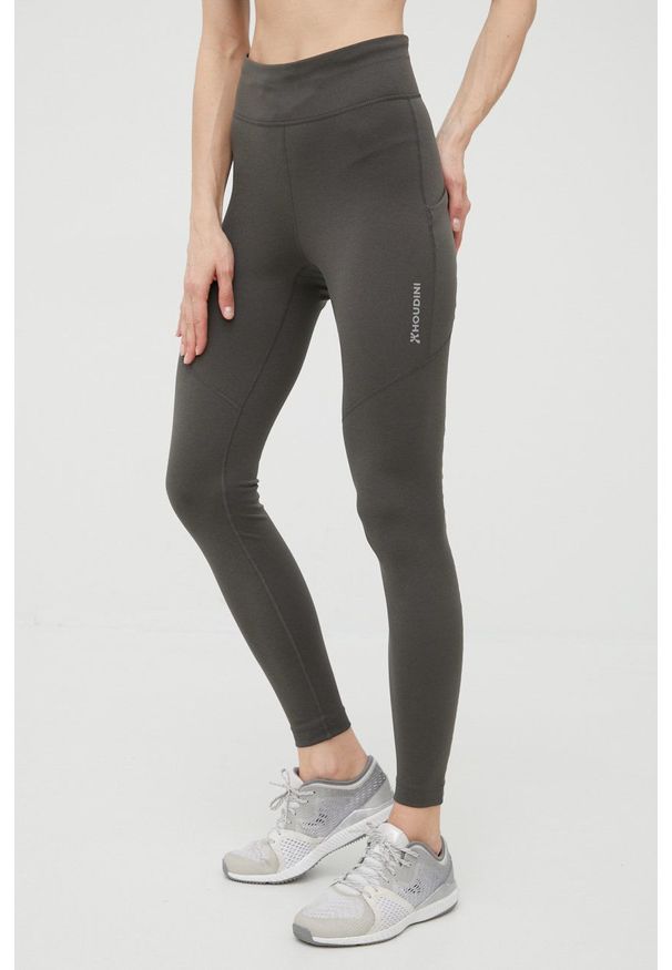 Houdini legginsy sportowe Adventure damskie kolor zielony gładkie. Kolor: zielony. Materiał: skóra, dzianina, materiał. Wzór: gładki. Styl: sportowy