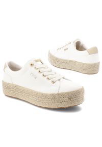 Big-Star - Trampki damskie Big Star, sznurowany fason platforma z plecionki jutowej złote detale lekka podeszwa modny letni styl, białe, TT274349. Okazja: na co dzień, na spacer. Zapięcie: sznurówki. Kolor: biały. Materiał: jeans, włókno. Szerokość cholewki: normalna. Sezon: lato. Obcas: na platformie. Styl: wakacyjny, casual, klasyczny, elegancki #4