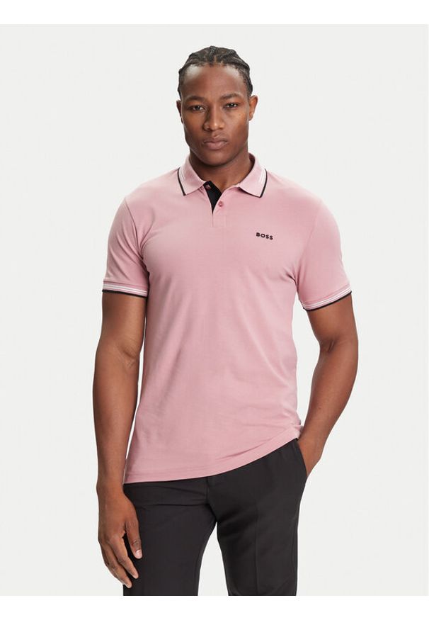 BOSS Polo Paul 50506193 Różowy Slim Fit. Typ kołnierza: polo. Kolor: różowy. Materiał: bawełna