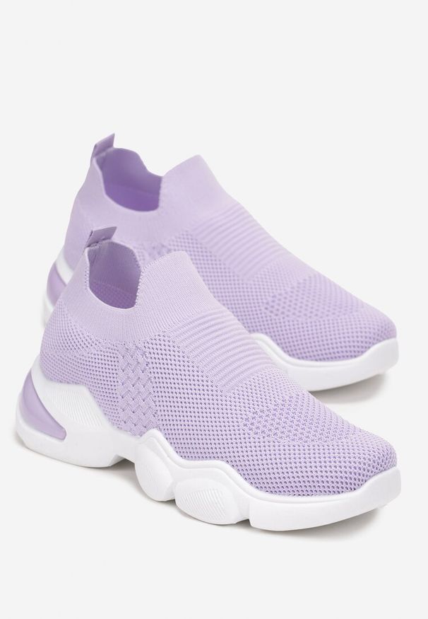 Born2be - Fioletowe Buty Sportowe z Elastyczną Cholewką na Grubej Podeszwie Ilhena. Okazja: na co dzień. Kolor: fioletowy. Szerokość cholewki: normalna. Sport: fitness