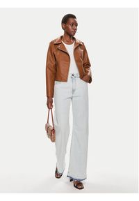 Brave Soul Kurtka z imitacji skóry LJK-SVEATAN Brązowy Straight Fit. Kolor: brązowy. Materiał: wiskoza #3