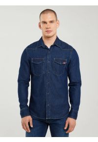 Big-Star - Koszula męska jeansowa granatowa Chuck 761. Kolor: niebieski. Materiał: jeans