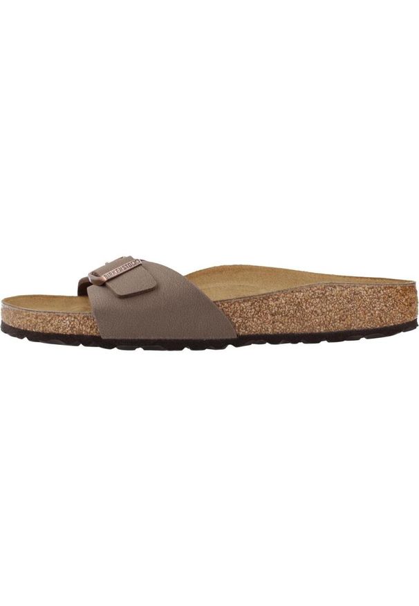 Klapki damskie Birkenstock 040093. Kolor: brązowy. Materiał: materiał, syntetyk, guma