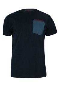 Kings - T-shirt, Granatowy, 100% BAWEŁNA, U-neck, z Kieszonką, Męski, Krótki Rękaw -KINGS. Okazja: na co dzień. Kolor: niebieski. Materiał: bawełna. Długość rękawa: krótki rękaw. Długość: krótkie. Styl: casual #1