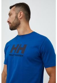 Helly Hansen t-shirt HH LOGO T-SHIRT 33979. Okazja: na co dzień. Kolor: niebieski. Materiał: dzianina. Wzór: aplikacja. Styl: casual