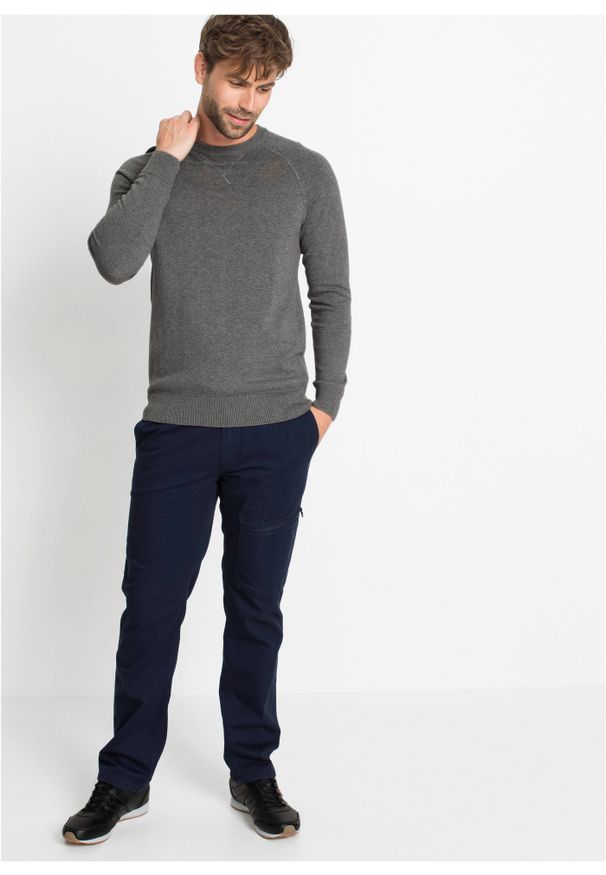 bonprix - Sweter (2 szt.), bawełna. Kolor: szary. Materiał: bawełna
