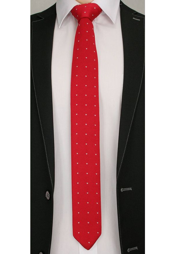 Dziergany krawat typu knit - Chattier. Kolor: czerwony. Materiał: poliester. Styl: sportowy