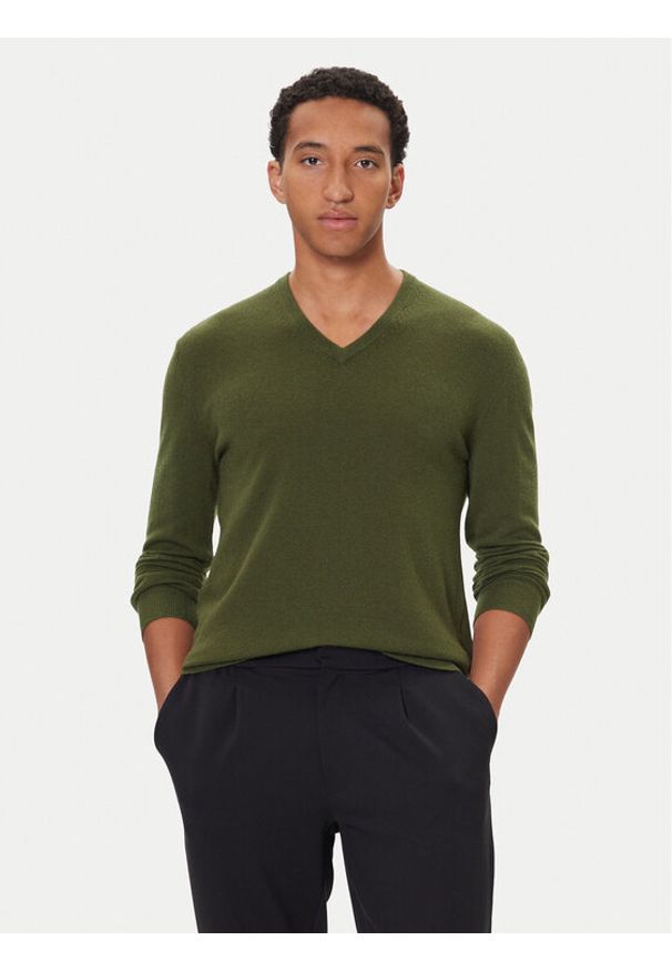 United Colors of Benetton - United Colors Of Benetton Sweter 1002U4407 Zielony Regular Fit. Kolor: zielony. Materiał: wełna