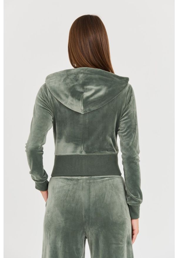 Juicy Couture - JUICY COUTURE Zielona bluza Marissa Velour Track Top. Kolor: zielony