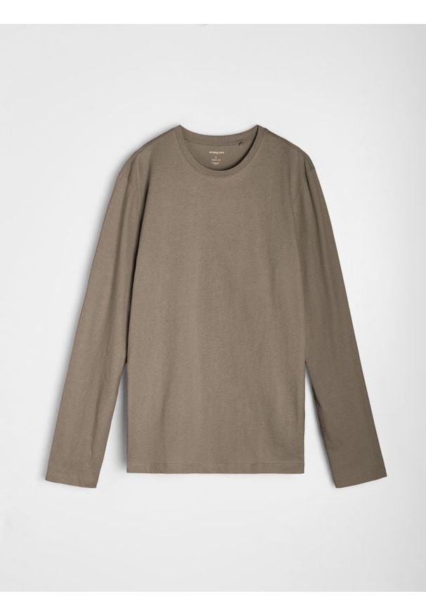 Sinsay - Bawełniana koszulka z długimi rękawami - brązowy. Kolor: brązowy. Materiał: bawełna. Długość rękawa: długi rękaw. Długość: długie
