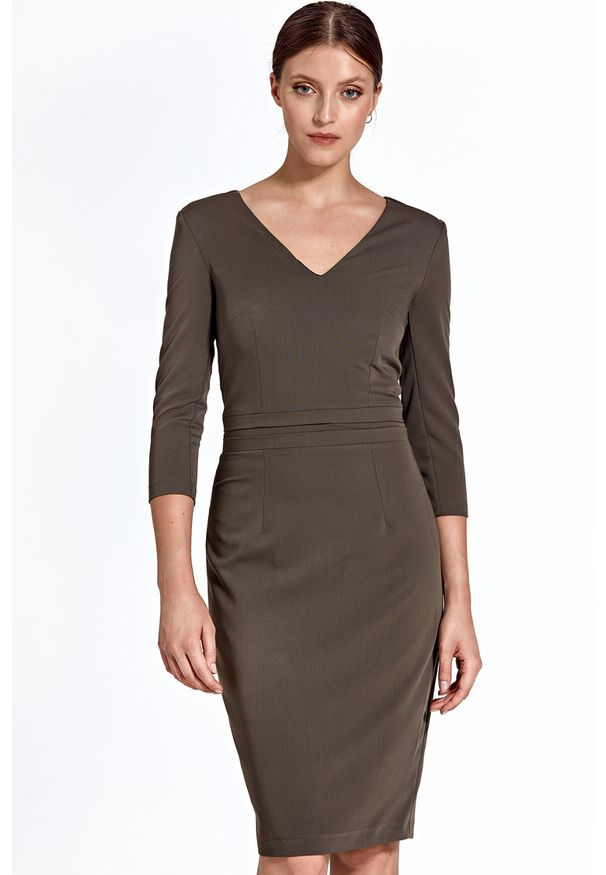 Colett - Elegancka klasyczna sukienka z rękawem 3/4. Materiał: materiał, elastan. Typ sukienki: proste. Styl: klasyczny, elegancki