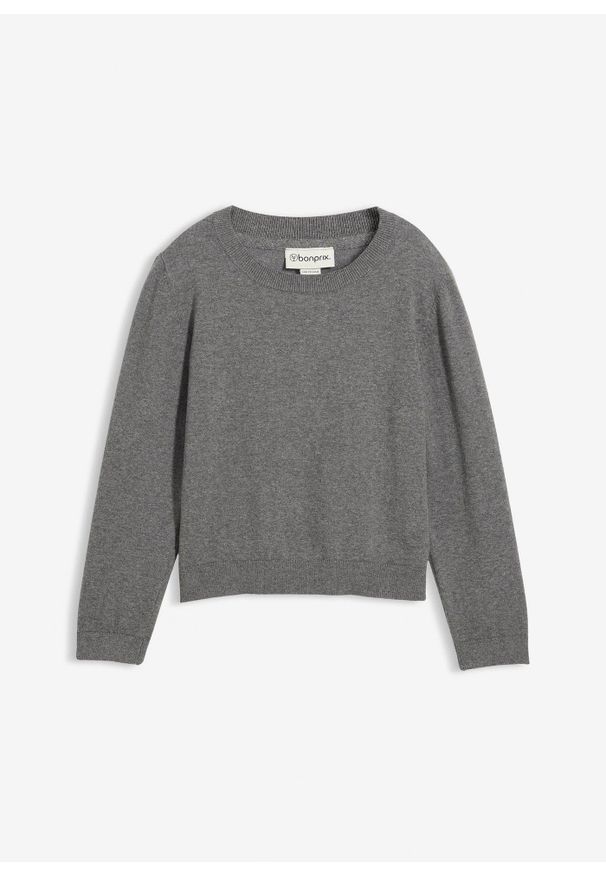 bonprix - Sweter z cienkiej dzianiny. Kolor: szary. Materiał: dzianina