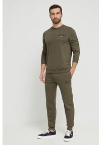 TOMMY HILFIGER - Tommy Hilfiger bluza lounge kolor zielony wzorzysta. Kolor: zielony. Materiał: poliester, dzianina. Długość rękawa: długi rękaw. Długość: długie. Wzór: haft #5