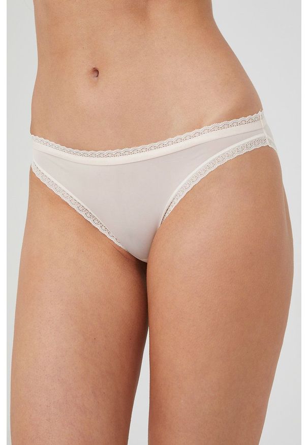 Calvin Klein Underwear figi (3-pack) kolor beżowy. Kolor: beżowy. Materiał: materiał, dzianina. Wzór: gładki