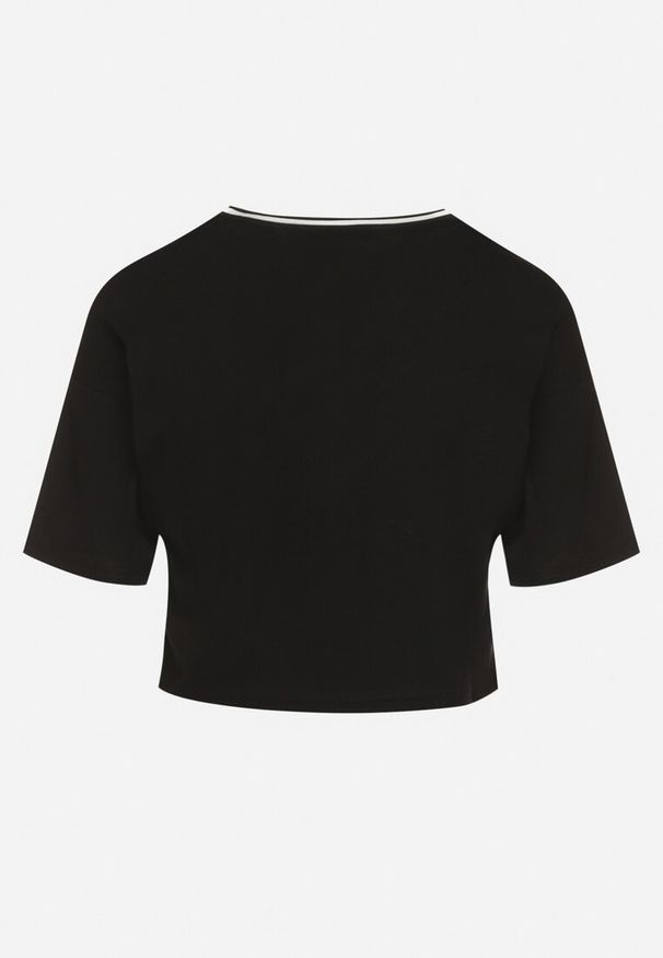 Born2be - Czarny Bawełniany T-shirt z Napisem Nitanelia. Okazja: na co dzień. Kolor: czarny. Materiał: bawełna. Wzór: napisy. Styl: casual