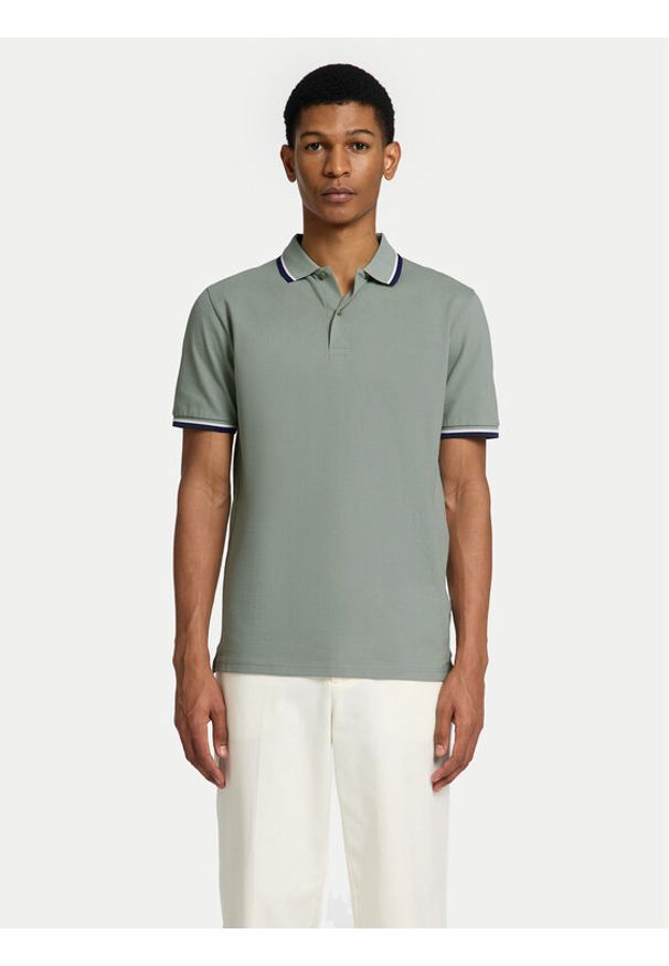 Selected Homme Polo 16095852 Zielony Slim Fit. Typ kołnierza: polo. Kolor: zielony. Materiał: bawełna