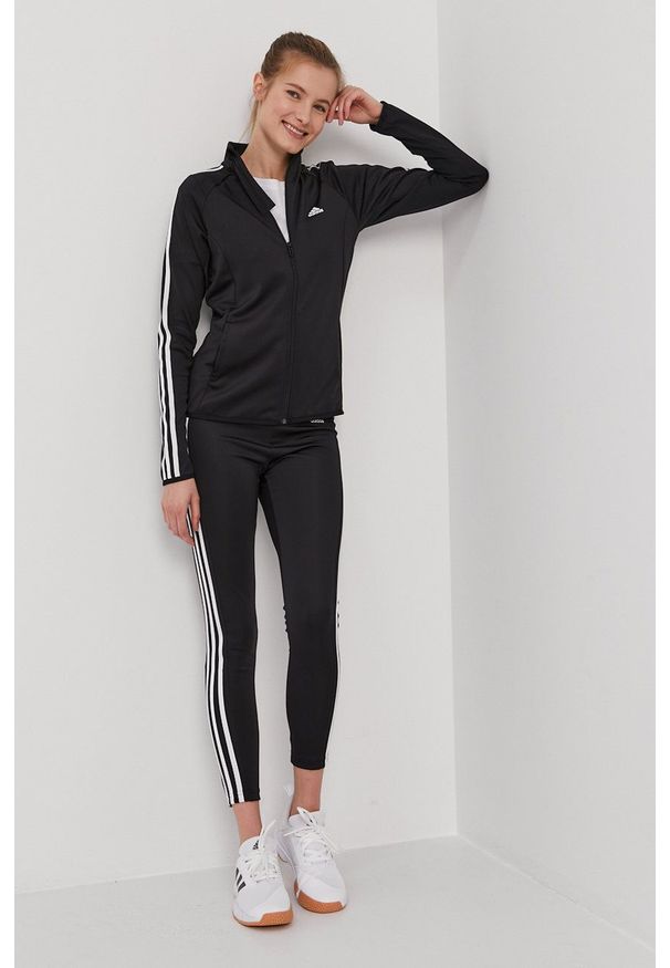 Adidas - adidas - Legginsy. Stan: podwyższony. Kolor: czarny. Materiał: dzianina