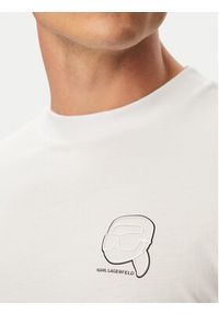 Karl Lagerfeld - KARL LAGERFELD T-Shirt 755026 563224 Biały Regular Fit. Typ kołnierza: dekolt w karo. Kolor: biały. Materiał: bawełna #5